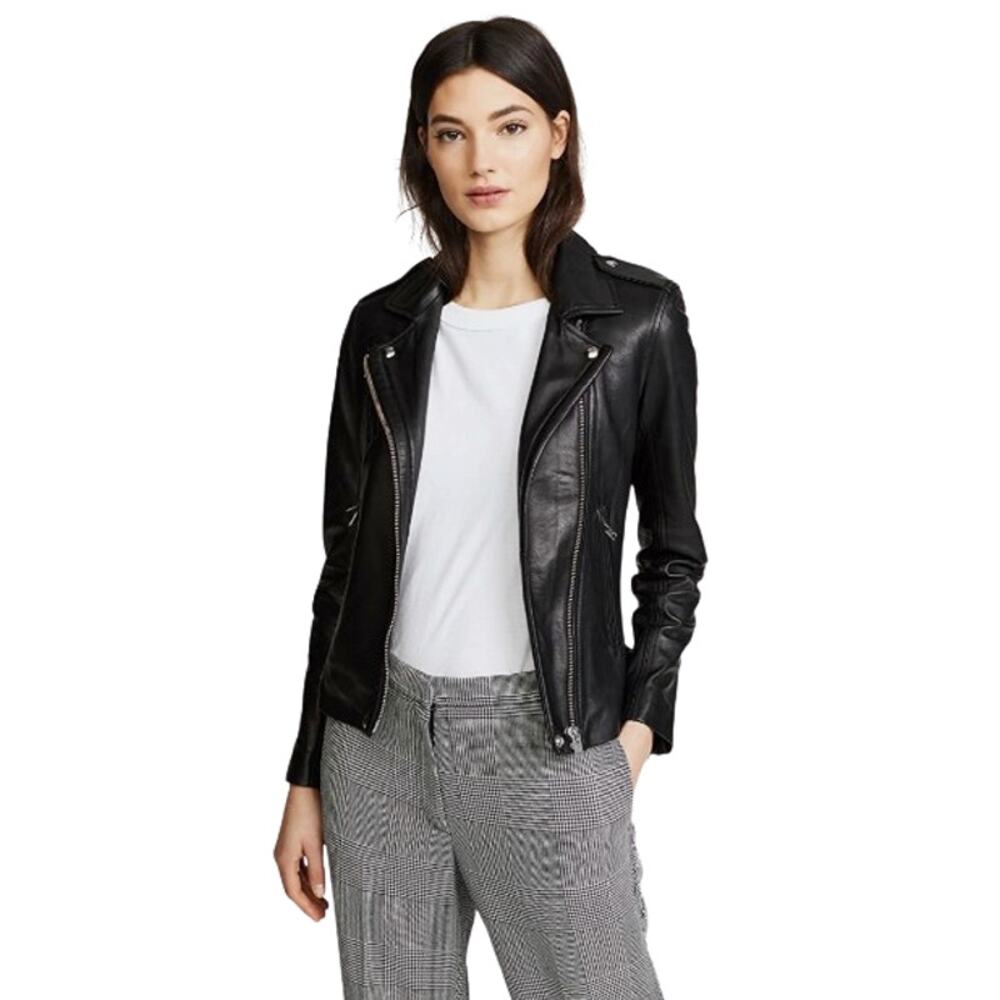 IRO Han Lambskin Leather Moto Jacket - Black